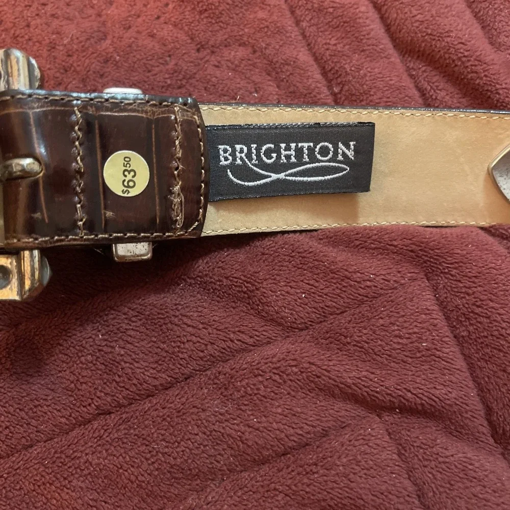 Vtg Brighton Belt S 44607 with Brown Leather and‎ Silver Embellishments, 1994